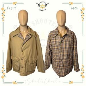 Vintage Shanhouse Sport Outerwear Reversible Chore Coat Mens Size XL Brown/Plaid